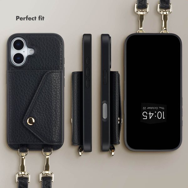 Selencia Sera Phone Case with Cord and Envelope Card Holder Apple iPhone 17 - Black