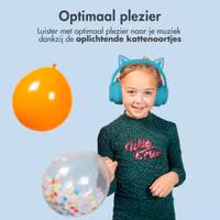 imoshion Draadloze Kinderkoptelefoon LED Light Cat Ear - Decibelbegrenzer - Met AUX kabel - Lichtblauw