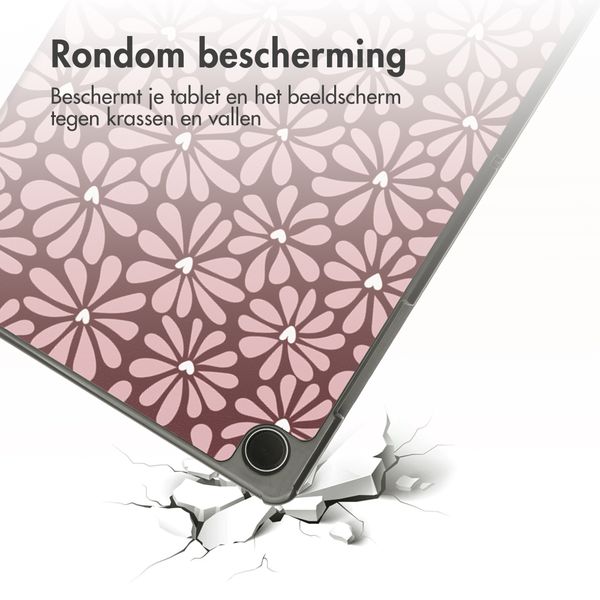 imoshion Design Trifold Bookcase Samsung Galaxy Tab A11 Plus / A9 Plus - Bloom Love Blush