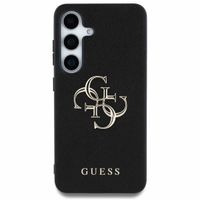 Guess 4G Metal Logo Saffiano Backcover Samsung Galaxy S25 - Zwart