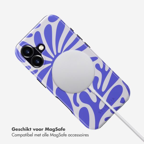 Selencia Vivid Tough Backcover met MagSafe iPhone 16 - Modern Bloom Sapphire Blue