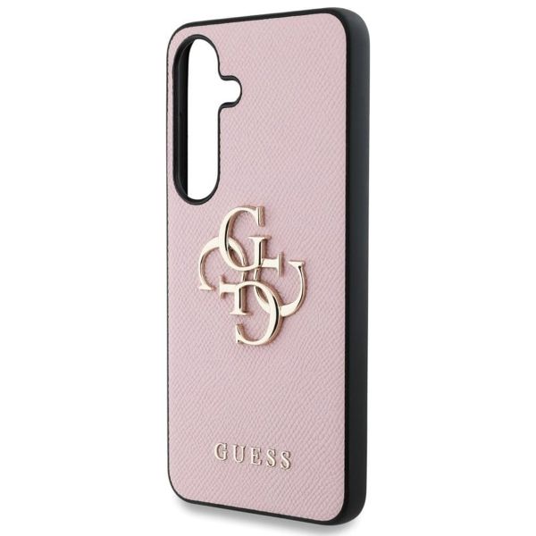 Guess 4G Metal Logo Saffiano Backcover Samsung Galaxy S25 Plus - Roze