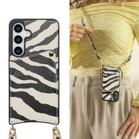 Selencia Nova Telefoonhoes met Koord en Pashouder Samsung Galaxy S24 / S25 - Zazzy Zebra
