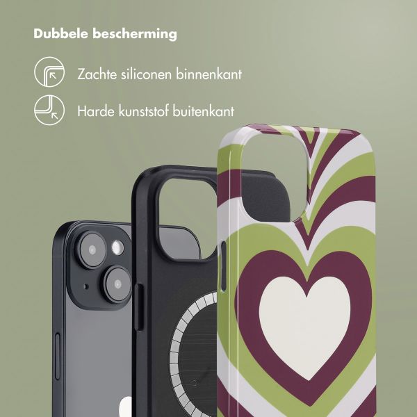 Selencia Vivid Backcover met MagSafe Apple iPhone 14 - Double Hearts Plum Fern