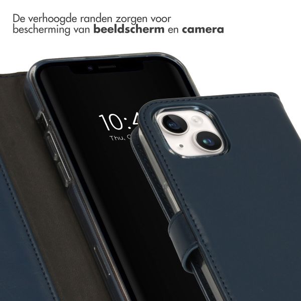 Selencia Echt Lederen Bookcase iPhone 15 Plus - Blauw