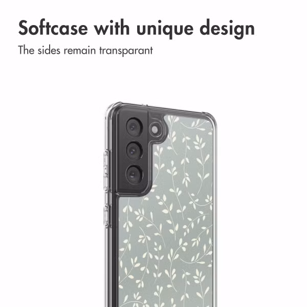 imoshion Design hoesje Samsung Galaxy S21 FE - Smoke Green Flowers