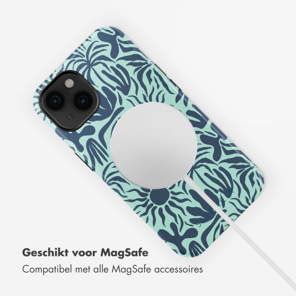 Selencia Vivid Tough Backcover met MagSafe iPhone 14 - Tropical Vibes Light Blue