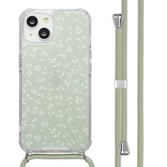 imoshion Design hoesje met koord Apple iPhone 14 - Smoke Green Flowers