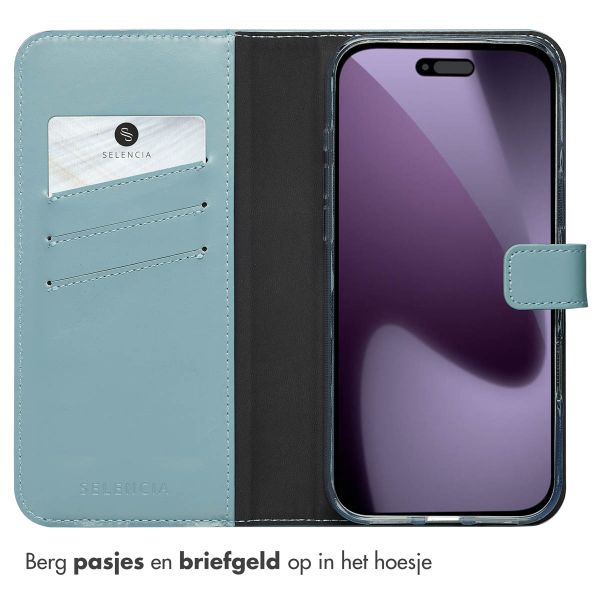 Selencia Echt Leren Bookcase Apple iPhone 17 Pro Max - Lichtblauw