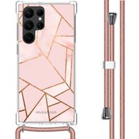 imoshion Design hoesje met koord Samsung Galaxy S22 Ultra - Grafisch Koper - Roze / Goud