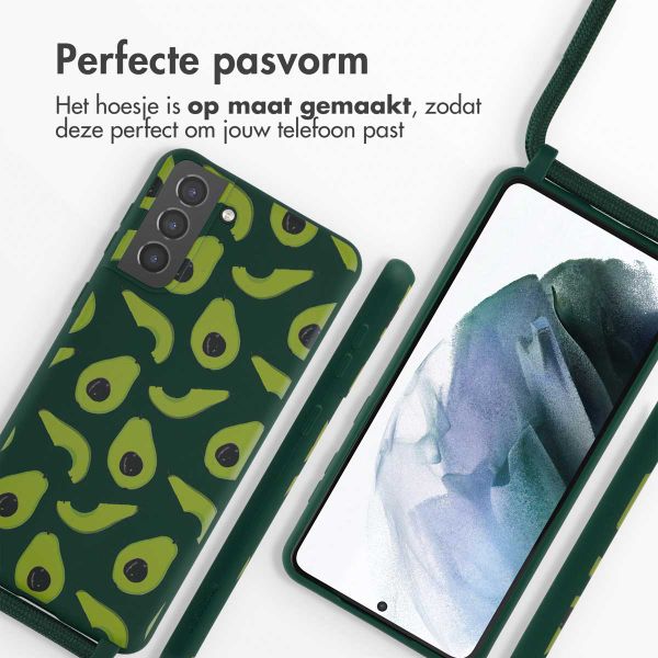 imoshion Siliconen design hoesje met koord Samsung Galaxy S21 Plus - Avocado Green