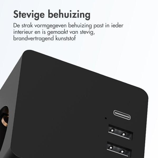 Accezz PowerCube | 6-in-1 - 1x USB-C + 2x USB-A + 3x stopcontact - 4000 watt - Zwart