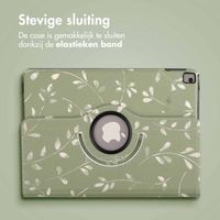 imoshion 360° Draaibare Design Bookcase Apple iPad 9 (2021) 10.2 inch / iPad 8 (2020) 10.2 inch / iPad 7 (2019) 10.2 inch - Green Flowers