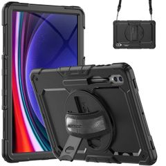 Accezz Rugged Backcover met schouderstrap Samsung Galaxy Tab S10 Ultra / Tab S9 Ultra - Zwart