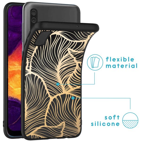 imoshion Design hoesje Samsung Galaxy A50 / A30s - Bladeren / Zwart