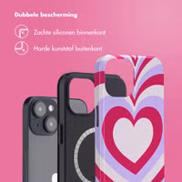 Selencia Vivid Backcover met MagSafe Apple iPhone 14 - Double Hearts Rubine Red Lilac