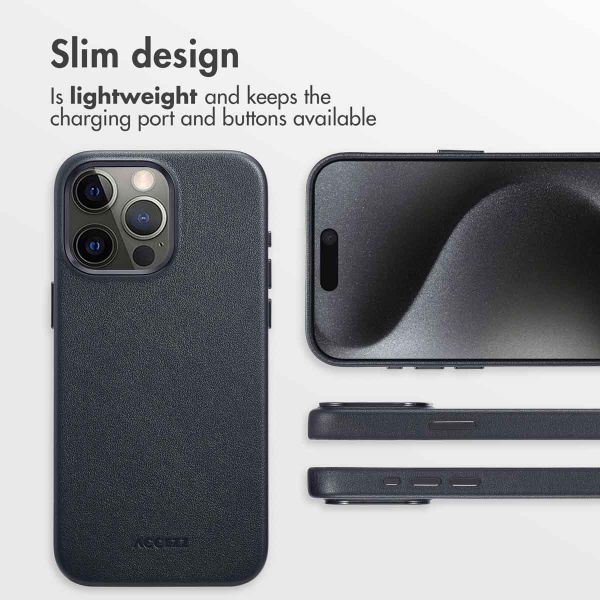 Accezz Leather Back Cover with MagSafe Apple iPhone 15 Pro Max - Onyx Black
