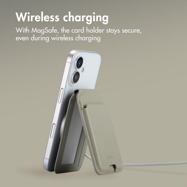 Accezz Leather Wallet with Stand - Compatible with MagSafe and Qi2 - Light Grey
