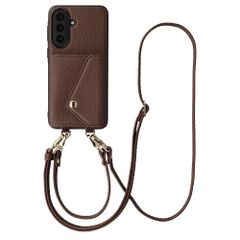 Selencia Sera Telefoonhoes met Koord en Envelop Pashouder Samsung Galaxy A57 (5G) - Chocolate Brown