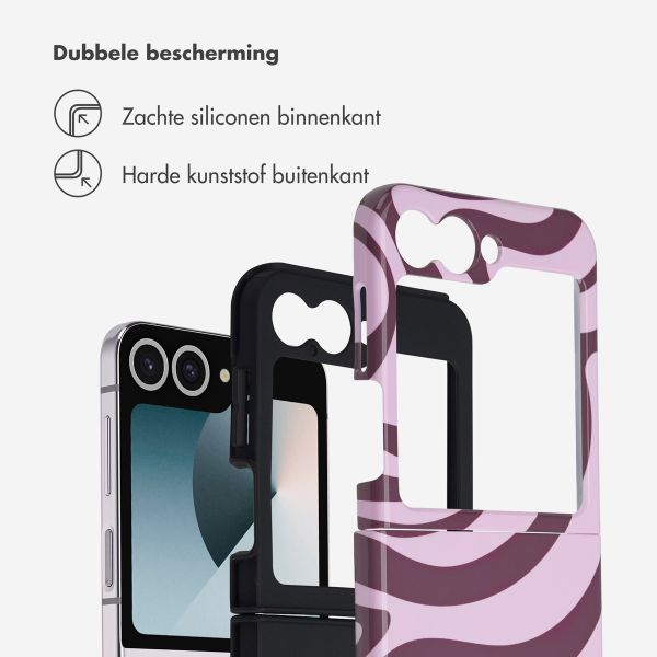 Selencia Vivid Backcover Samsung Galaxy Z Flip 6 / Flip 7 FE - Wavy Swirl Pink Plum