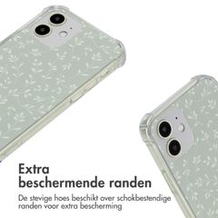 imoshion Design hoesje met koord Apple iPhone 12 (Pro) - Smoke Green Flowers