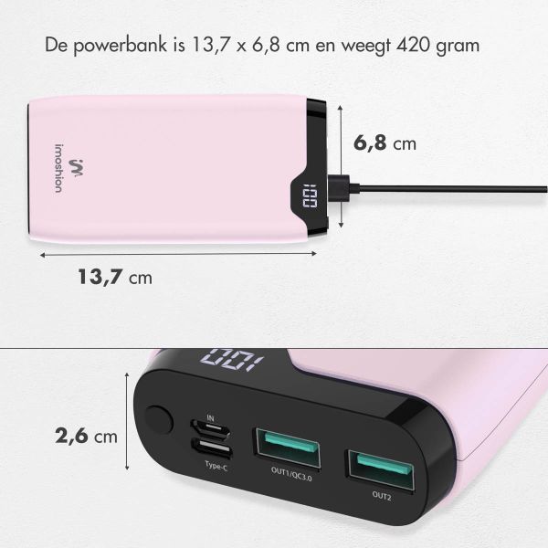 imoshion Powerbank - 20.000 mAh - Quick Charge en Power Delivery - Roze