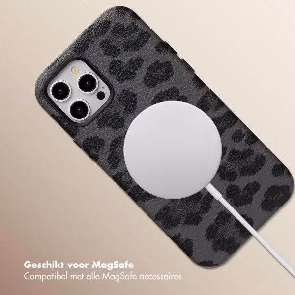 Selencia Sabi Backcover Panterprint met MagSafe Apple iPhone 12 (Pro) - Midnight Black