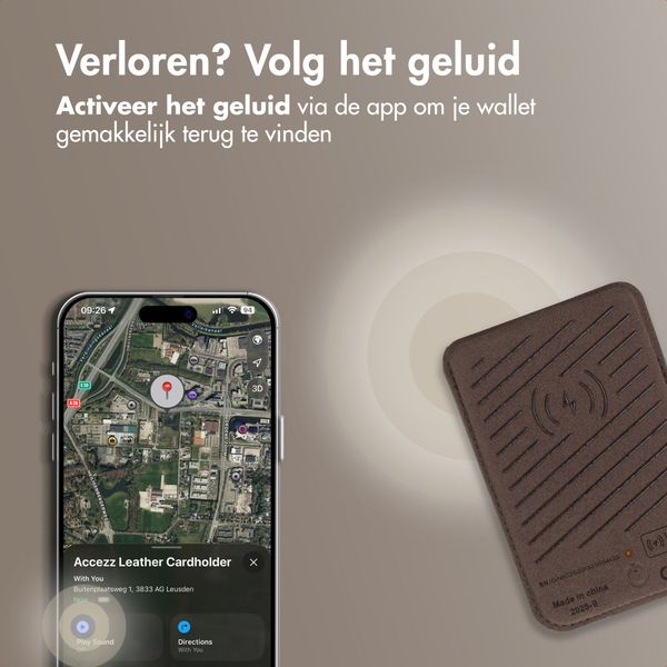 Accezz Magnetische Leren Kaarthouder - Geschikt voor Apple Find My - Coffee Brown
