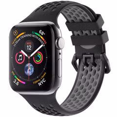imoshion Siliconen sport bandje gesp Apple Watch Series 1 t/m 9 / SE (38/40/41 mm) | Series 10 / 11 (42 mm) - Zwart / Grijs