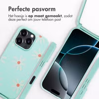 imoshion Siliconen design hoesje met koord Apple iPhone 16 Pro - Green Flower Distance