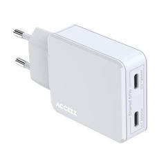 Accezz Ultra Slim GaN Oplader - 2x USB-C - 65W - Wit