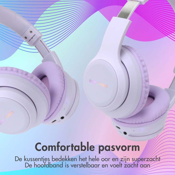 imoshion Draadloze Kinderkoptelefoon LED Light - Decibelbegrenzer - Met AUX kabel - Lavender Lilac