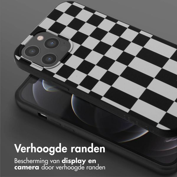 Selencia Siliconen design hoesje met afneembaar koord Apple iPhone 12 Pro Max - Irregular Check Black