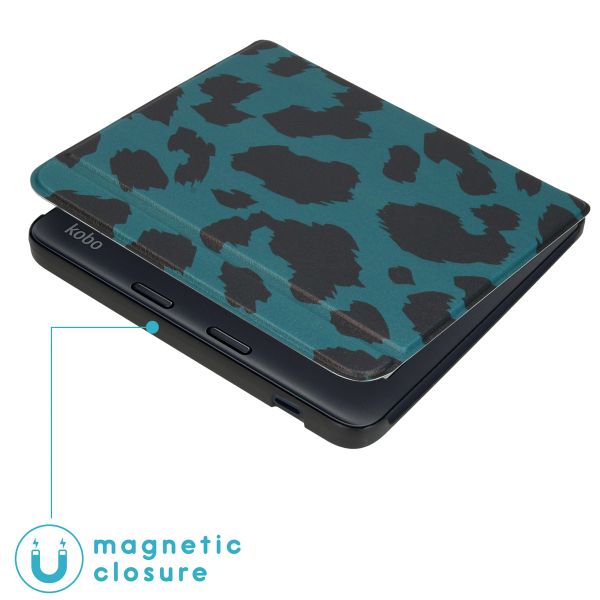 imoshion Design Slim Hard Case Sleepcover met stand Kobo Libra 2 / Tolino Vision 6 - Green Panther