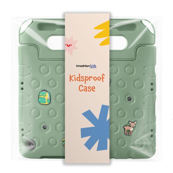 imoshion Kidsproof tablethoes met afneembare dolls Apple iPad 11 (2025) 11 inch A16 / iPad 10 (2022) 10.9 inch - Olive Green
