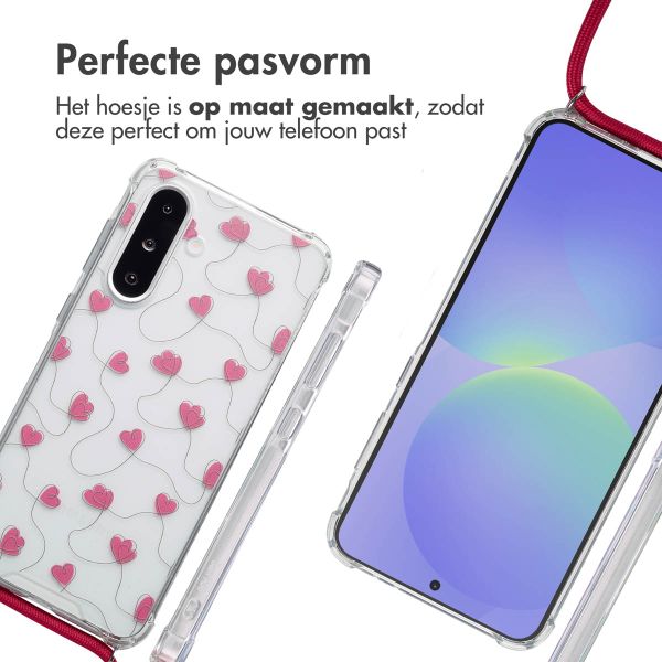 imoshion Design hoesje met koord Samsung Galaxy A36 - Dusty Rose Connected Hearts