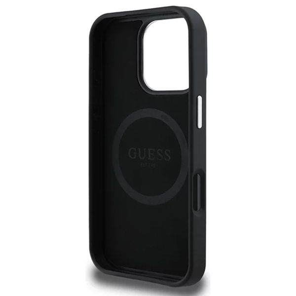 Guess Grained Triangle Case MagSafe Apple iPhone 16 Pro - Zwart