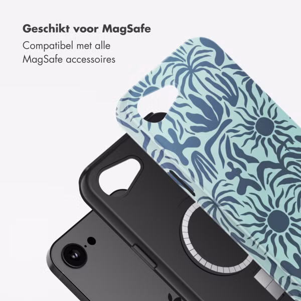Selencia Vivid Backcover met MagSafe Apple iPhone 16e - Tropical Vibes Light Blue