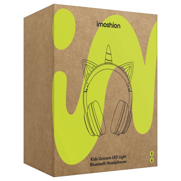 imoshion Kids Unicorn LED Light Bluetooth Headphones - Kinder koptelefoon met decibelbegrenzer - Draadloze koptelefoon + AUX kabel - Lavender Lilac / Soft Blue