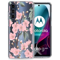 imoshion Design hoesje Motorola Moto G200 - Bloem - Roze / Groen