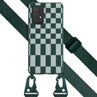 Selencia Siliconen design hoesje met afneembaar koord Samsung Galaxy A52(s) (5G/4G) - Irregular Check Green