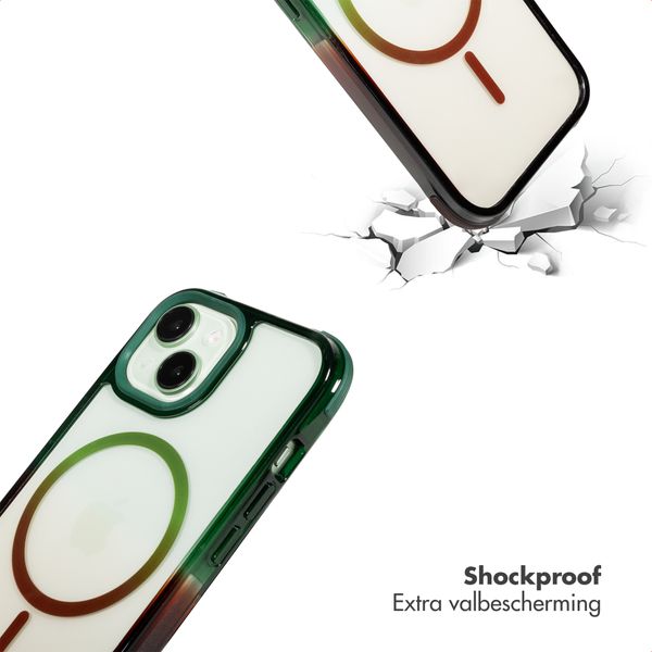 Selencia Gradient Backcover met MagSafe Apple iPhone 15 - Groen / Bruin