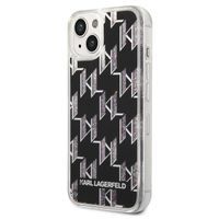 Karl Lagerfeld Liquid Glitter Backcover Monogram iPhone 14 - Zwart