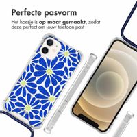 imoshion Design hoesje met koord Apple iPhone 12 Mini - Cobalt Blue Flowers Connect