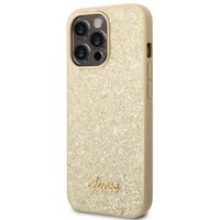 Guess Glitter Flakes Backcover iPhone 14 Pro Max - Goud