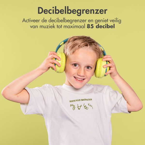 imoshion Draadloze Kinderkoptelefoon LED Light - Decibelbegrenzer - Met AUX kabel - Petrol Green / Lime