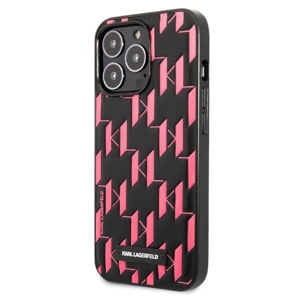 Karl Lagerfeld Hardcase Backcover Monogram Plaque iPhone 13 Pro - Roze