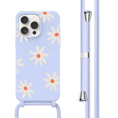 imoshion Siliconen design hoesje met koord iPhone 15 Pro - Lila Flower Distance