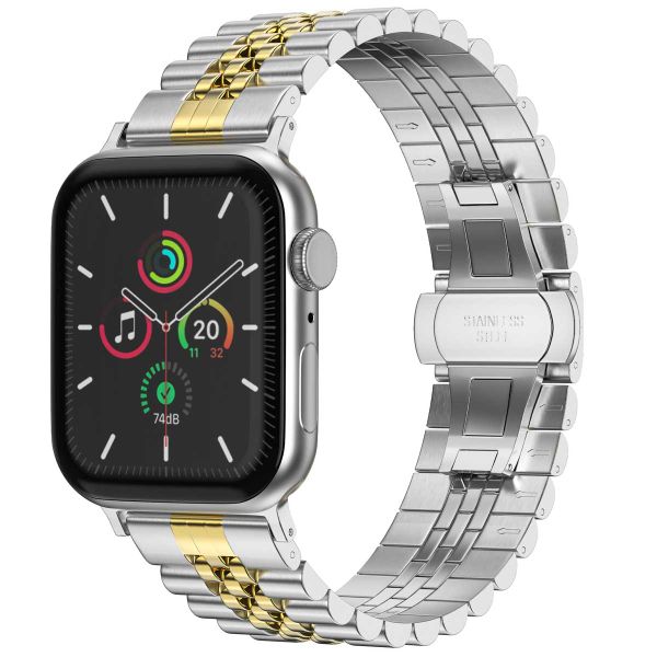 Selencia Jubilee stalen bandje Apple Watch Series 1 t/m 10 / SE / Ultra (2) (44/45/46/49 mm) - Zilver / Goud