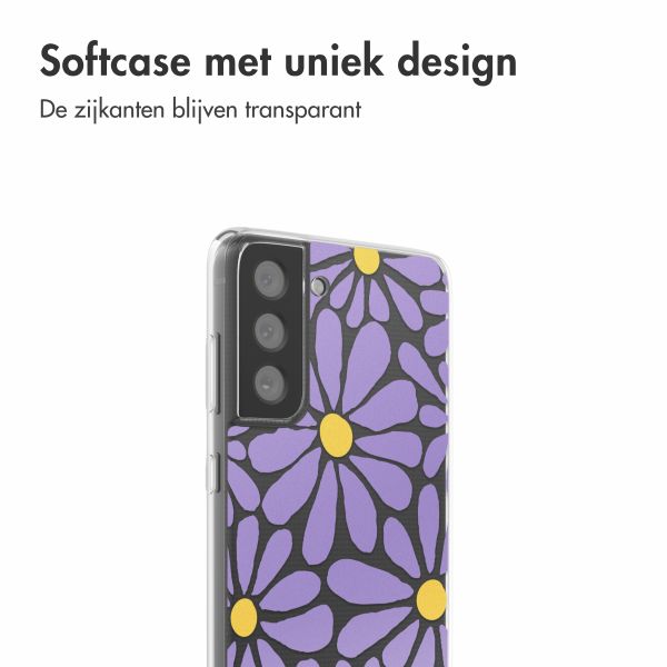 imoshion  Design hoesje Samsung Galaxy S21 FE - Tropical Violet Flowers Connect